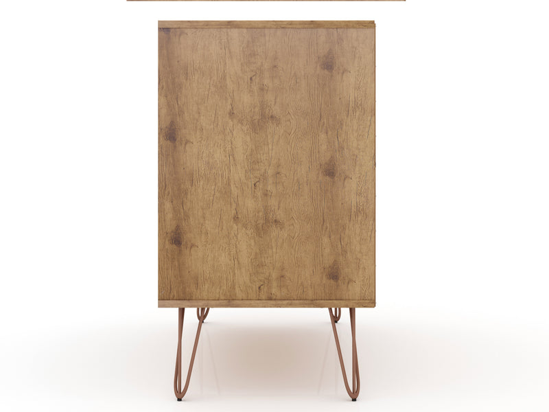 Commode Rockefeller de Manhattan Comfort de style moderne du milieu du 20e siècle avec 3 tiroirs - naturelle et gris texturé