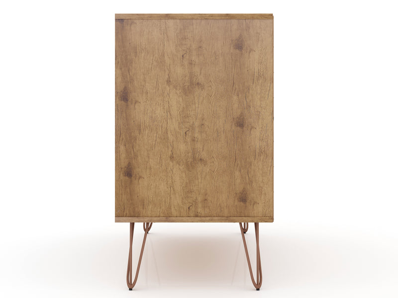 Commode Rockefeller de Manhattan Comfort de style moderne du milieu du 20e siècle avec 3 tiroirs - naturelle et gris texturé