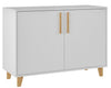 Armoire 2 côtés Herald de Manhattan Comfort de style moderne du milieu du 20e siècle avec 2 tablettes - blanche