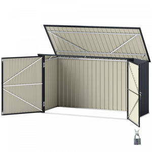 Outsunny Remise A Poubelle Avec Portes Verrouillables, Couvercle Ouvrable