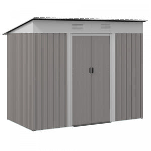 Outsunny Abri De Jardin Avec Portes Coulissantes Et Bouche D'aeration, Gris