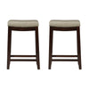 Tabouret Claridge de hauteur comptoir en similicuir beige et sans dossier - ensemble de 2