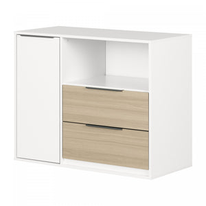 Commode Hourra à 2 tiroirs - orme naturel et blanche