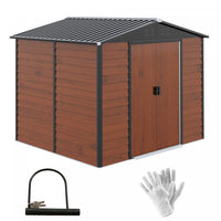 Outsunny Abri De Rangement Exterieur 8'x7' En Acier Galvanise Avec Double Porte Coulissante Verrouil