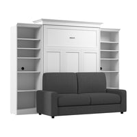 Grand lit escamotable Versatile de Bestar de 115 po (L) avec sofa et organisateurs de garde-robe - blanc