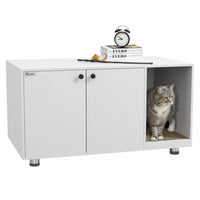 Pawhut Boitier De Litiere Pour Chat, Meuble De Toilette Cache Industriel Pour Chat, Table D'extremit