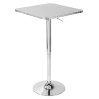 Table Bistro carrée réglable et contemporaine pour bar ou salle à manger - argentée