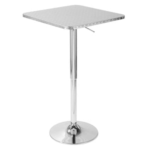Table Bistro carrée réglable et contemporaine pour bar ou salle à manger - argentée