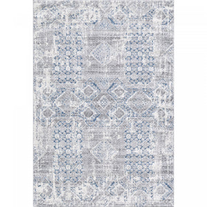 Carpette Darius Morocco bleue à motif de carreaux abstraits - 6 pi 7 po x 9 pi 6 po