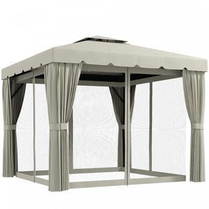 Outsunny Tente D'abris De Jardin 10'x10' Avec Parois Laterales, Blanc Creme