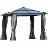 Outsunny 10 X 10 Ft Chapiteau De Gazebo A Toit Dur, Abri Resistant, Parasol Avec Rideau