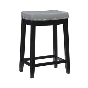 Tabouret Claridge de hauteur comptoir en similicuir et sans dossier - gris