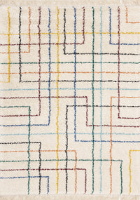 Carpette à poil long Bella avec lignes arc-en-ciel géométrique de style bohème - 5 pi 3 po x 7 pi 7 po