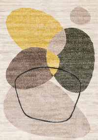 Carpette Marley verte, jaune et taupe à motif géométrique - 5 pi 3 po x 7 pi 7 po
