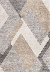 Carpette moelleuse moderne Maverick blanche, beige et grise - 5 pi 3 po x 7 pi 7 po