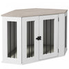 Pawhut Meuble De Cage Pour Chien, 41po Design D'angle, Porte, Serrure, Cage Pour Chien De Style Mobilier D'interieur Pour Chiens De Taille Moyenne, Blanc