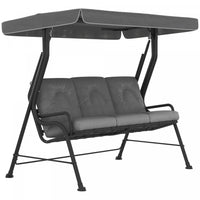Outsunny Chaise Balancoire De Porche En Metal Pour 3 Personnes Avec Auvent