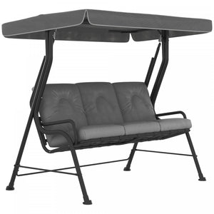 Outsunny Chaise Balancoire De Porche En Metal Pour 3 Personnes Avec Auvent