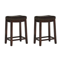 Tabouret Claridge de hauteur comptoir en similicuir brun et sans dossier - ensemble de 2