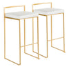 Tabouret bar contemporain Fuji en similicuir blanc - ensemble de 2