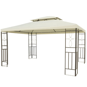 Outsunny 10x13pi Acier Gazebo Abri Soleil Patio Exterieur Fete Evenement Auvent Ventile Toit Blanc Creme