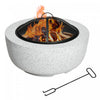 Outsunny Foyer D'exterieur 24\" Avec Effet Pierre, Foyer Au Bois Avec Pare-etincelles Et Tisonnier Pour Feu De Camp De Jardin, Gris
