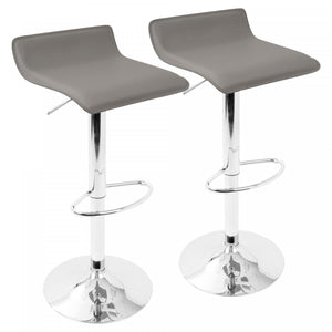 Tabouret pivotant contemporain Ale à hauteur réglable en tissu gris - ensemble de 2