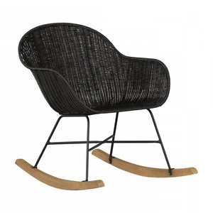 Chaise berçante Balka en rotin - noire