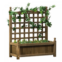 Outsunny Lit De Jardin Sureleve Avec Treillis Pour Vignes Grimpantes, Jardiniere En Bois Pour Jardin