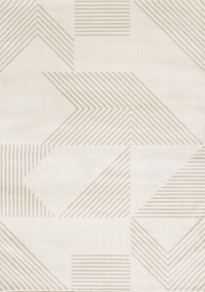 Carpette Hudson crème et beige à motif géométrique moderne - 5 pi 3 po x 7 pi 7 po