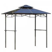 Outsunny 8' X 5' Barbecue Grill Gazebo Tente Exterieure Bbq Auvent Avec Tablettes Laterales Double C