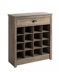 Armoire de rangement pour chaussures Prepac pour l’entrée avec 16 compartiments et 1 tiroir supérieur mince - gris bois de grève