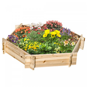 Outsunny 39'' X 36'' - Jardiniere Surelevee Sans Vis, Boite A Plantes Hexagonale, Facile A Bricoler