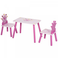 Qaba Lot De 3 Chaises De Table En Bois Pour Enfants Avec Motif De Couronne Facile A Nettoyer Cadeau