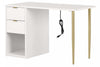 Bureau d’ordinateur Amyra avec multiprise - blanc solide