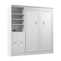 Lit double escamotable Versatile de Bestar de 84 po (L) avec organisateur de garde-robe et portes - blanc