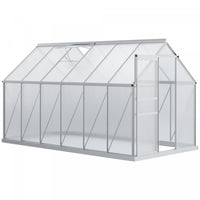 Outsunny 12' X 6' Outsunny Kit De Serre De Jardin En Polycarbonate Avec Event De Toit Reglable, Gout