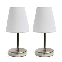 Ensemble de 2 mini lampes de table de base de Simple Designs nickel sable - blanc