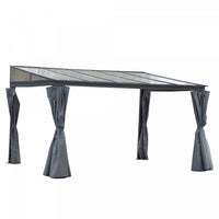 Outsunny 13' X 9,5' Pergola A Toit Rigide Exterieur Pc Toit Gazebo Tente De Fete Jardin Abri De Sole