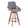 Tabouret de style du milieu du 20e siècle Cosmo de hauteur comptoir en tissu - noyer et gris