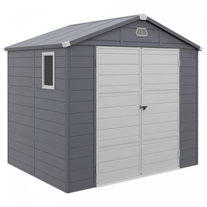 Outsunny Abri De Jardin 8' X 6' Porte A Loquet, Bouches D'aeration, Gris