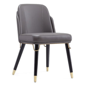 Chaise de salle à manger Estelle de Manhattan Comfort en similicuir - galet et noire