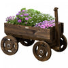 Outsunny Chariot A Fleurs En Bois, Lit De Jardin Sureleve Avec Roues, Jardinieres Pour Plantes D'exterieur, Jardin, Terrasse, Decoration De Jardin