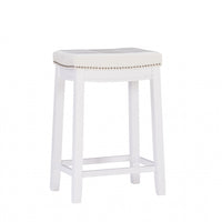 Tabouret Claridge de hauteur comptoir en tissu et sans dossier - blanc