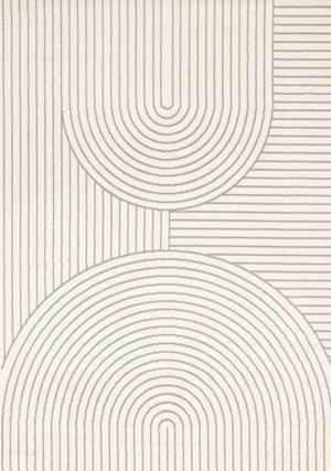 Carpette Forte blanche et grise à motif d’arches courbées pour l’intérieur - 7 pi 9 po x 10 pi 6 po