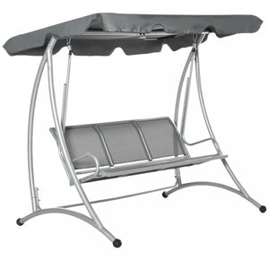 Outsunny Balancelle De Jardin Pour 3 Personnes Avec Banc De Balancoire D'exterieur A Auvent Reglable Pour Jardin Bord De Piscine Terrasse Gris