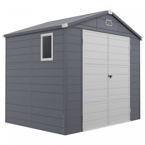 Outsunny Abri De Jardin 8'x6' Porte A Loquet Bouches D'aeration, Gris Fonce