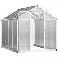 Outsunny 8' L X 6' W Serre En Polycarbonate Avec Event De Toit Pour Ventilation Et Gouttiere Serre D