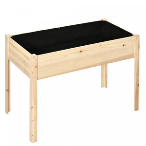 Outsunny 47'' X 24'' Jardiniere Sur Pieds Carre Potager Sureleve Exterieur De Jardin Tissu Non-tisse Inserts D'irrigation Inclus Pieds Metal Bois Massif Sapin Naturel