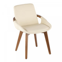 Chaise de salle à manger de style du milieu du 20e siècle Cosmo en similicuir - noyer et crème